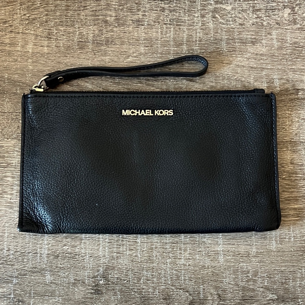 Michael Kors Black Pebbled Leather Wristlet